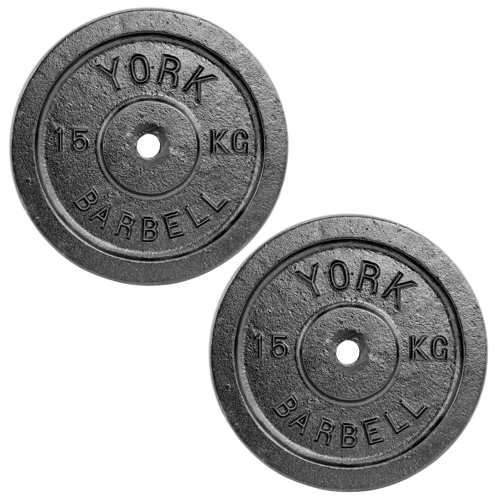 Image of York 2 x 15kg Black Cast Iron 1Inch Plates
