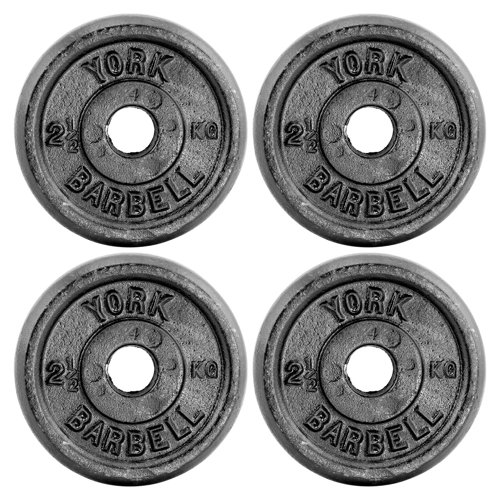 Image of York 4 x 2.5kg Black Cast Iron 1Inch Plates