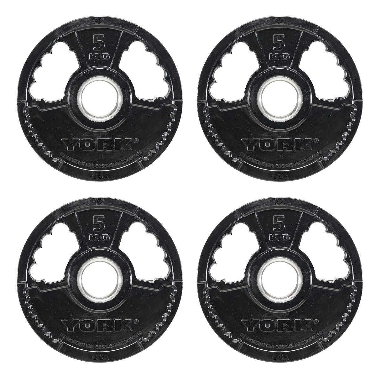 York 4 x 5kg G2 Rubber Thin Line Olympic Weight Plates