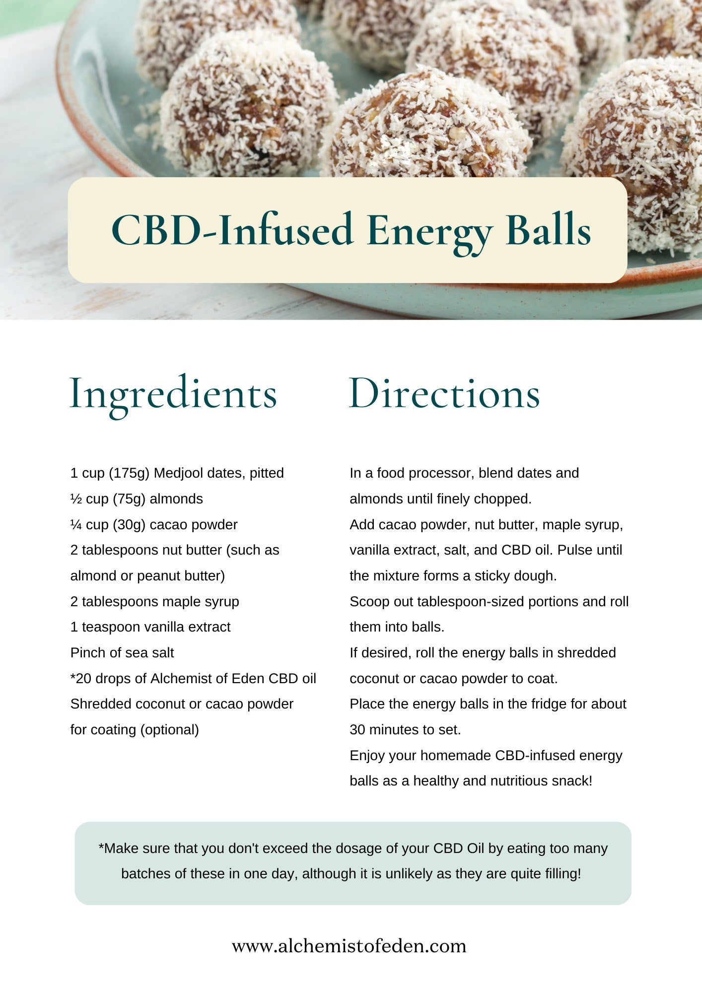 CBD-infused energy balls from alchemist of eden