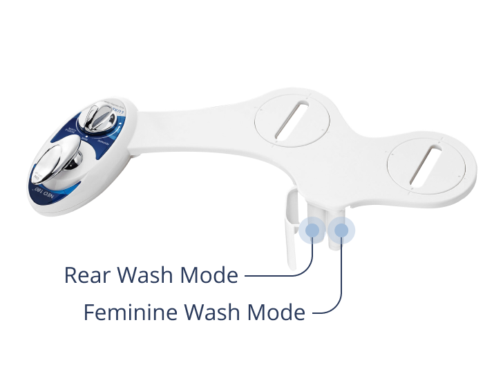 Diagram pointing out NEO 180 signature features on bidet body