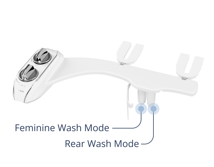 Diagram pointing out NEO 185 Plus signature features on bidet body