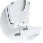 LUXE Toilet Seat lifting easily off its quick-release bolts.