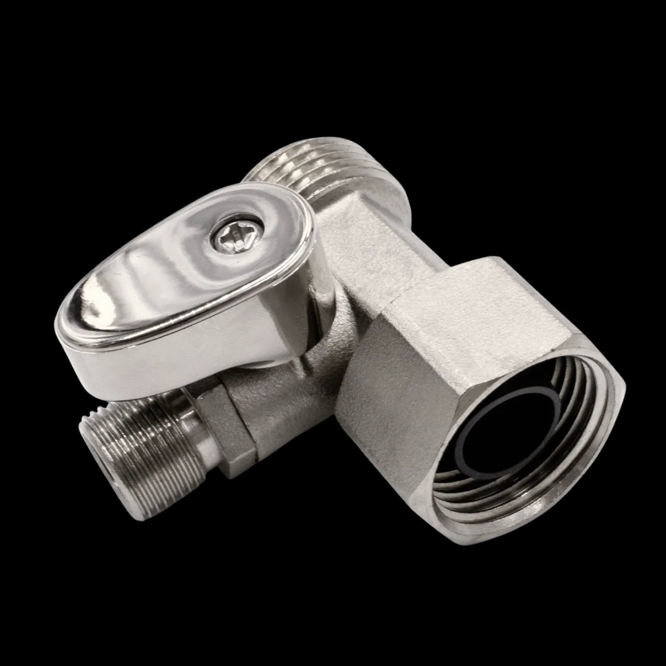 LUXE Metal T-Adapter with Shut-Off Valve (Original Chrome Finish)