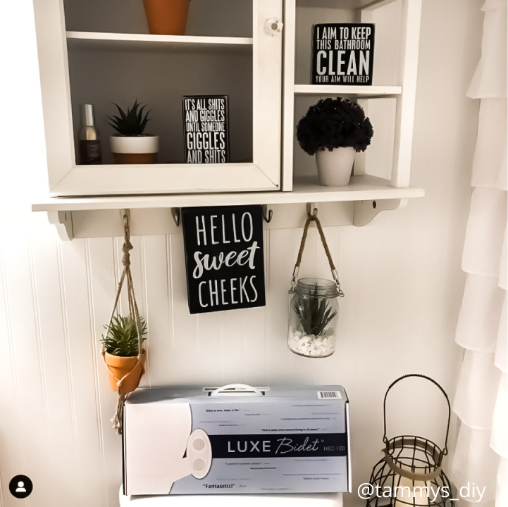 LUXE Bidet box set up in a tastefully decorated bathroom