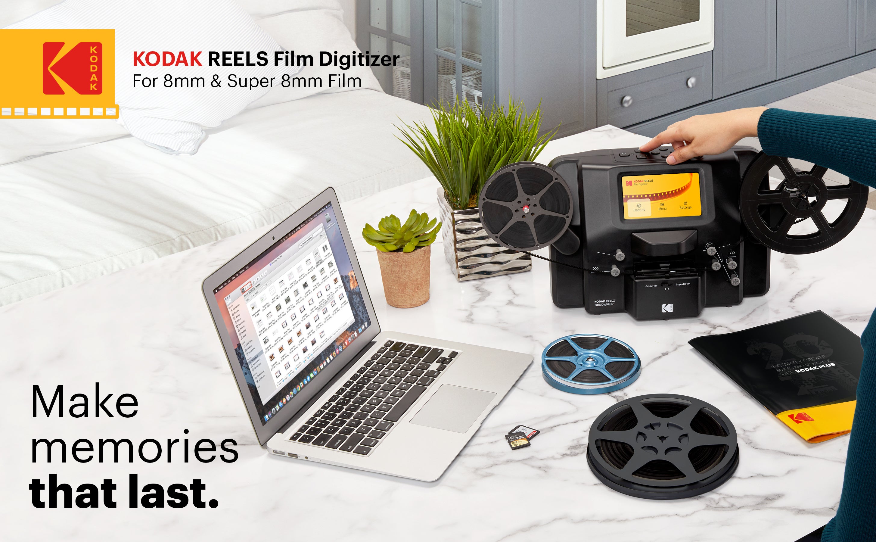 Kodak REELS 8mm & Super 8 Films Digitizer Converter with Big 5” Screen,  Scanner Converts Film Frame by Frame to Digital MP4 Files for Viewing,  Sharing & Saving on SD Card for