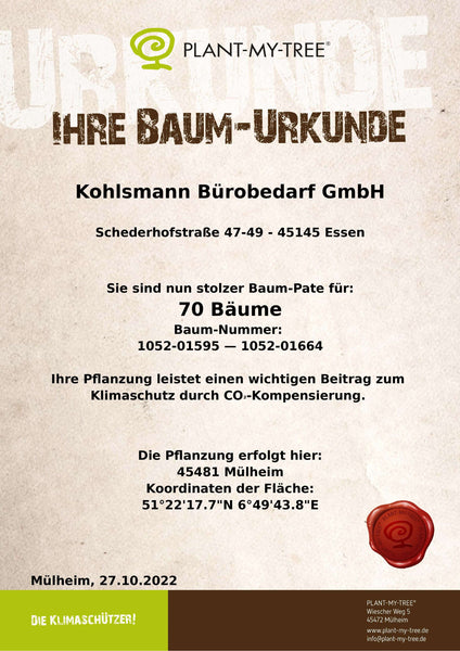 Baum-Urkunde Kohlsmann