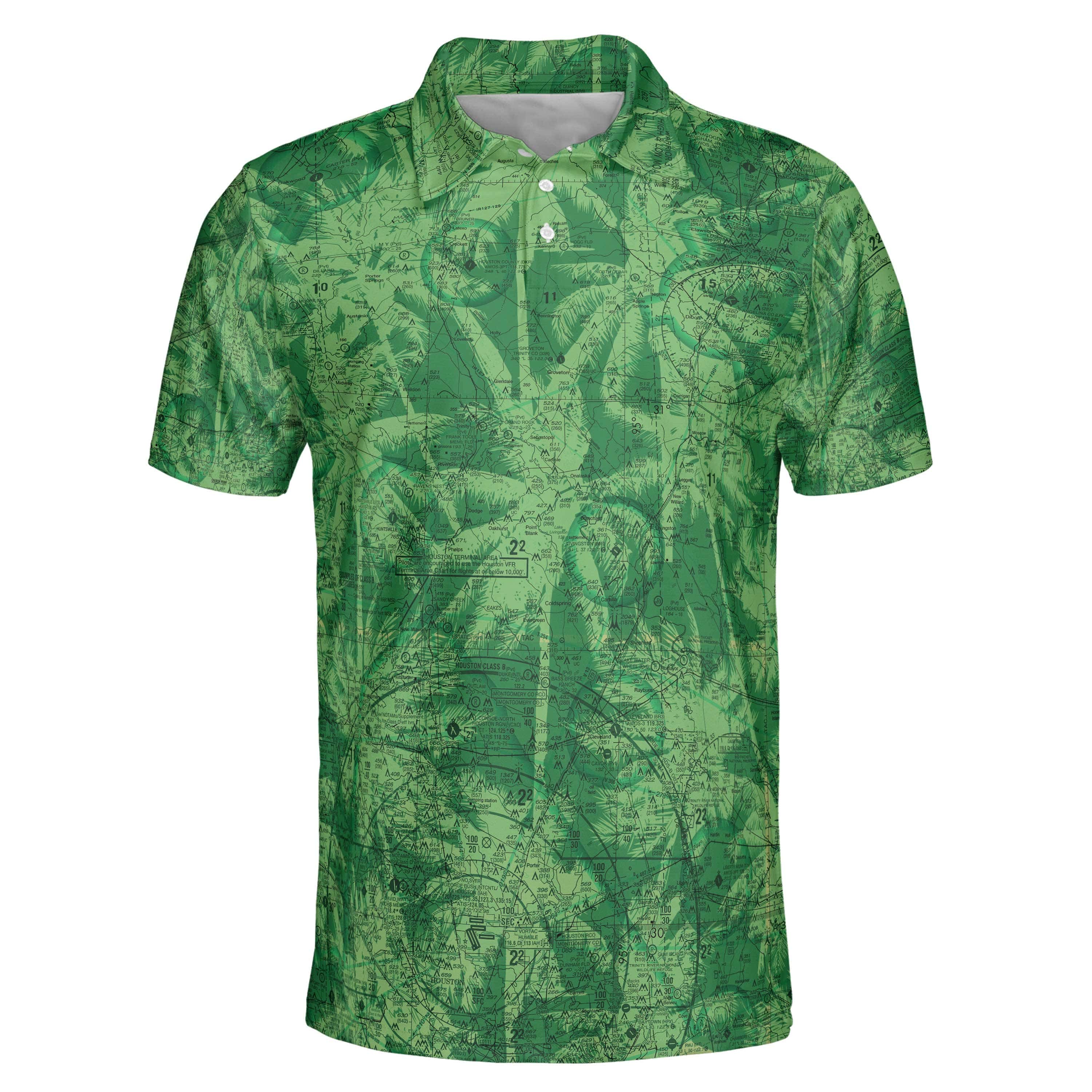 The Houston Deep Green Palms Men's Polo Shirt – pilotquarters