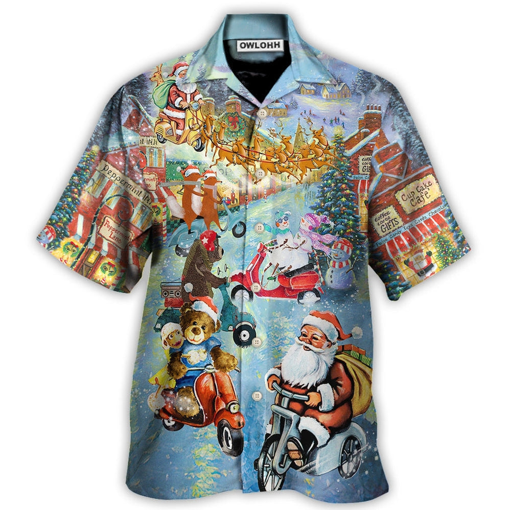 Christmas Santa And Animal Driving Scooter Hawaii Shirt Ha31861