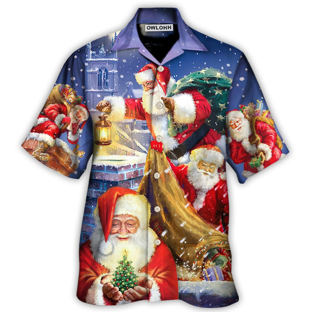 Christmas Funny Santa Claus Up On Rooftop Art Style Hawaii Shirt Ha11798