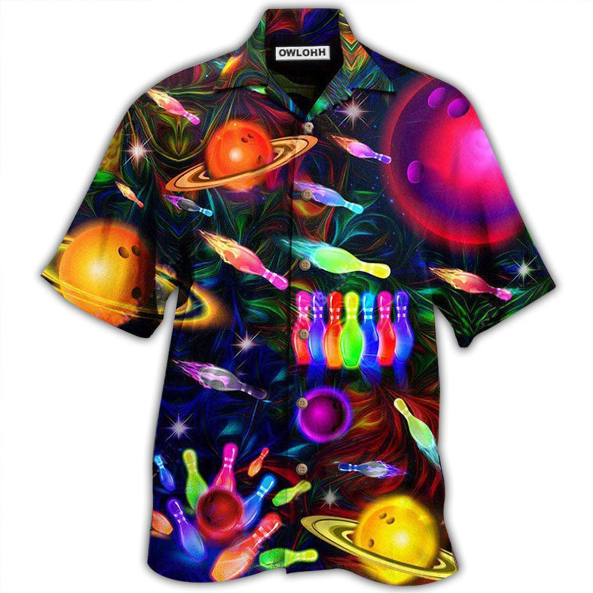 Bowling Neon Space Strike The Universe Hawaii Shirt Ha20626