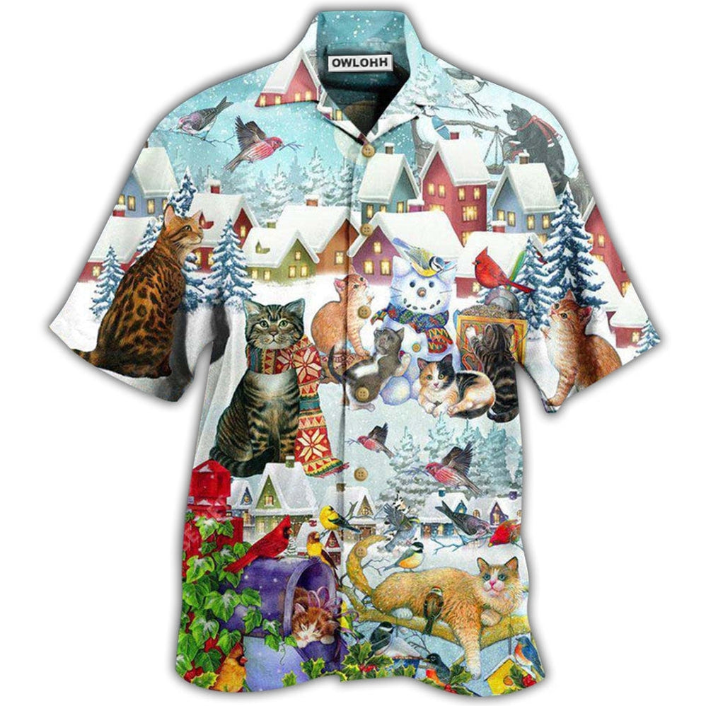 Cat Bird Winter Beautiful Hawaii Shirt Ha23693