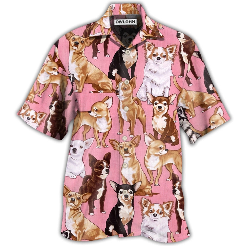 Chihuahua Dog Basic Pink Hawaii Shirt Ha77004