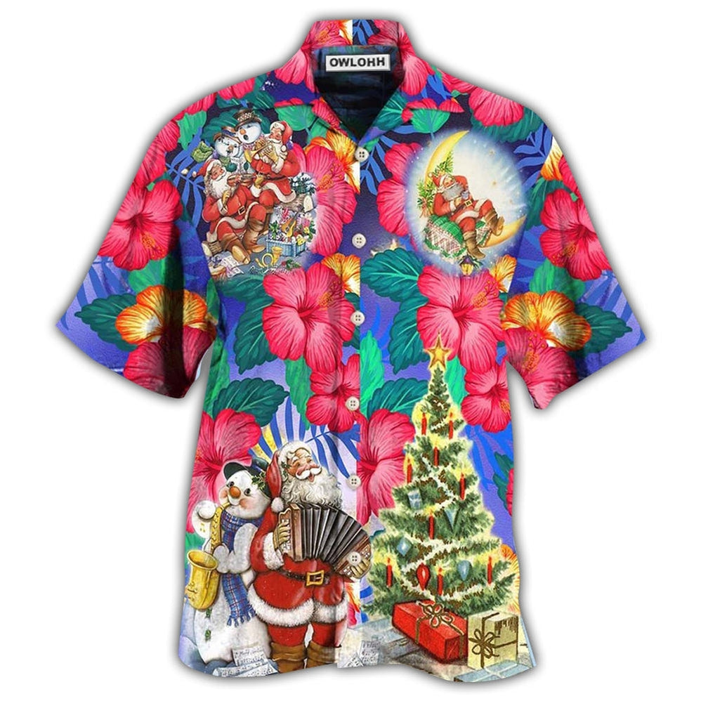 Christmas Flowers Tropical Santa Claus Hawaii Shirt Ha47930