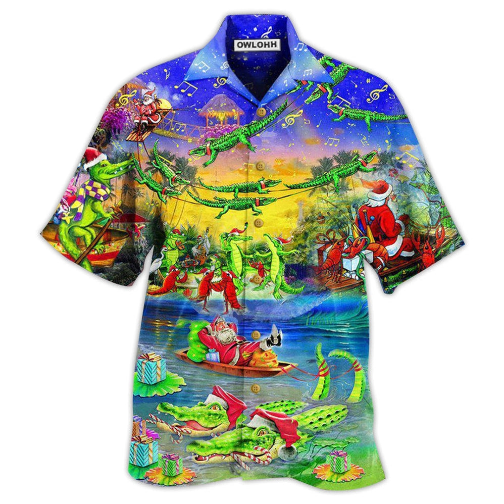 Christmas Santa Riding Alligator Hawaii Shirt Ha8763