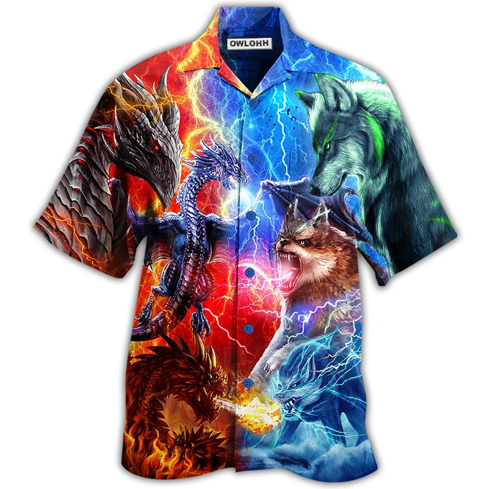 Dragon And Wolf Fighting Hawaii Shirt Ha70381