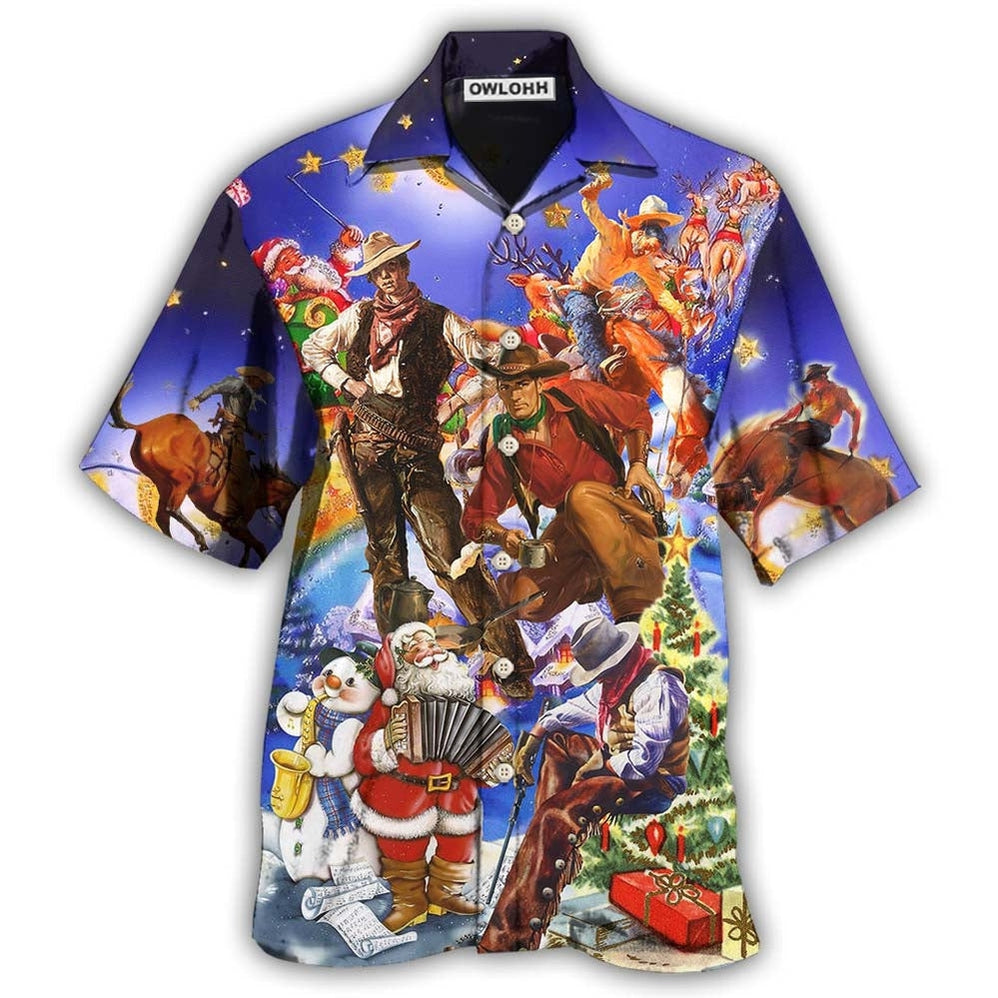 Cowboy Happy And Merry Christmas Hawaii Shirt Ha53621