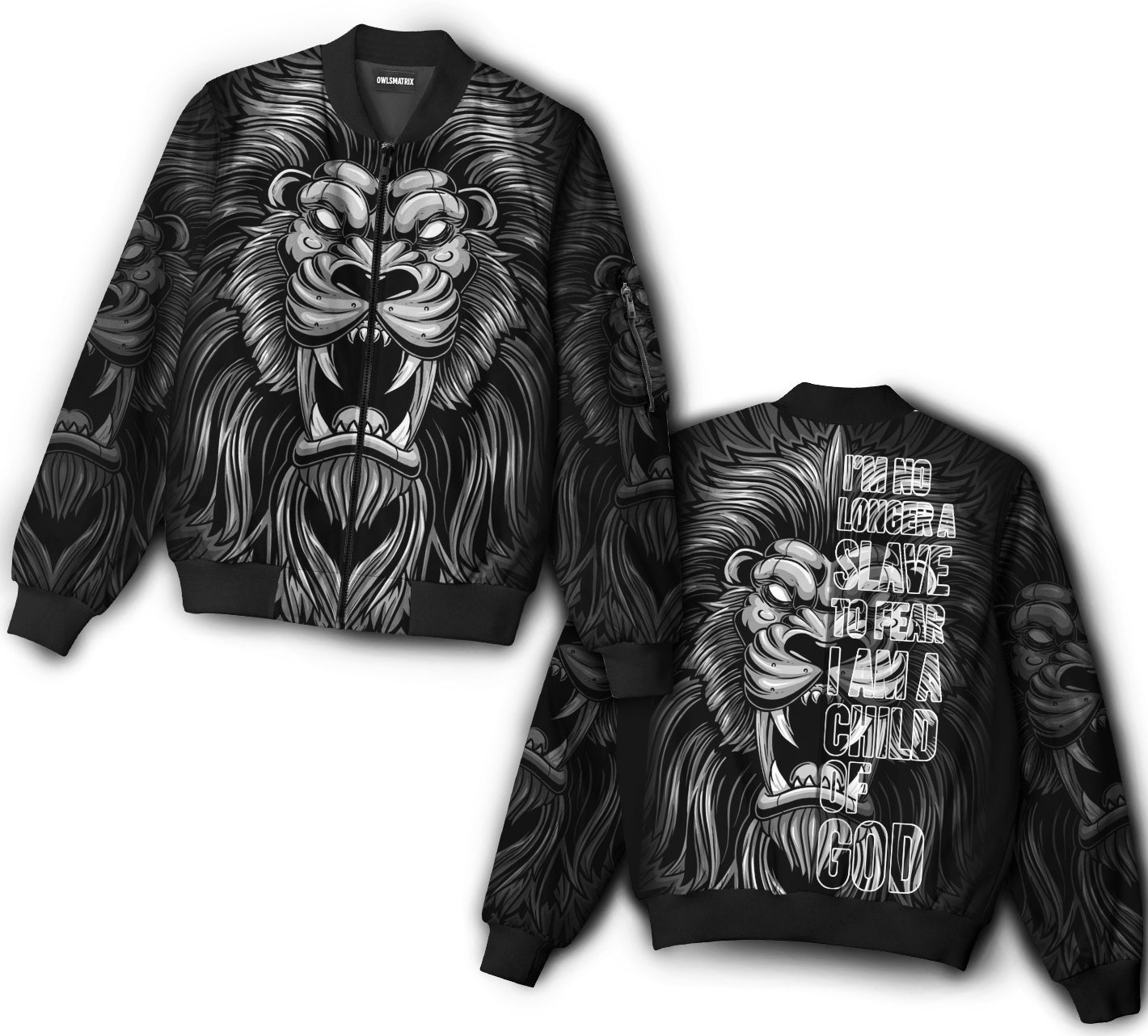 Lion child of god black style - Bomber jacket - BOMJ04TNH060921 - Owls Matrix LTD