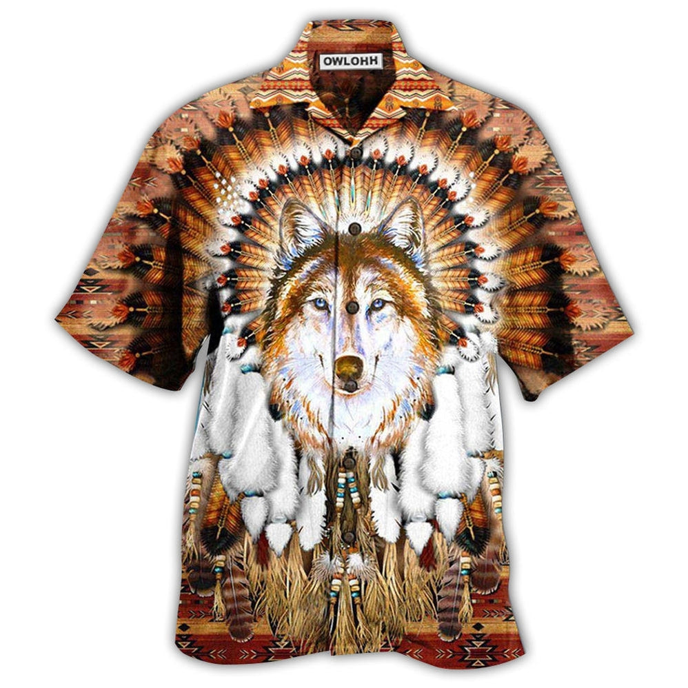 Native American Wolf Feather Headdress Cool Hawaii Shirt Ha56796