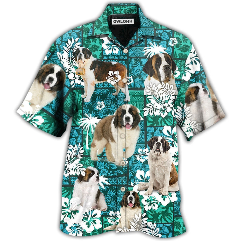 Saint Bernard Tropical Dog Green Lovely Hawaii Shirt Ha61657