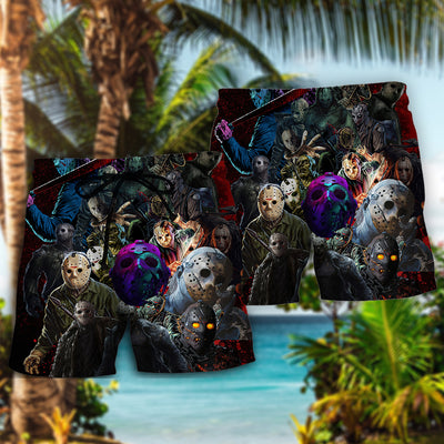 Beach Short / Adults / S Seiral killers Jason zombie - Hawaiian shirt - HAWS04QAN080422 - Owls Matrix LTD