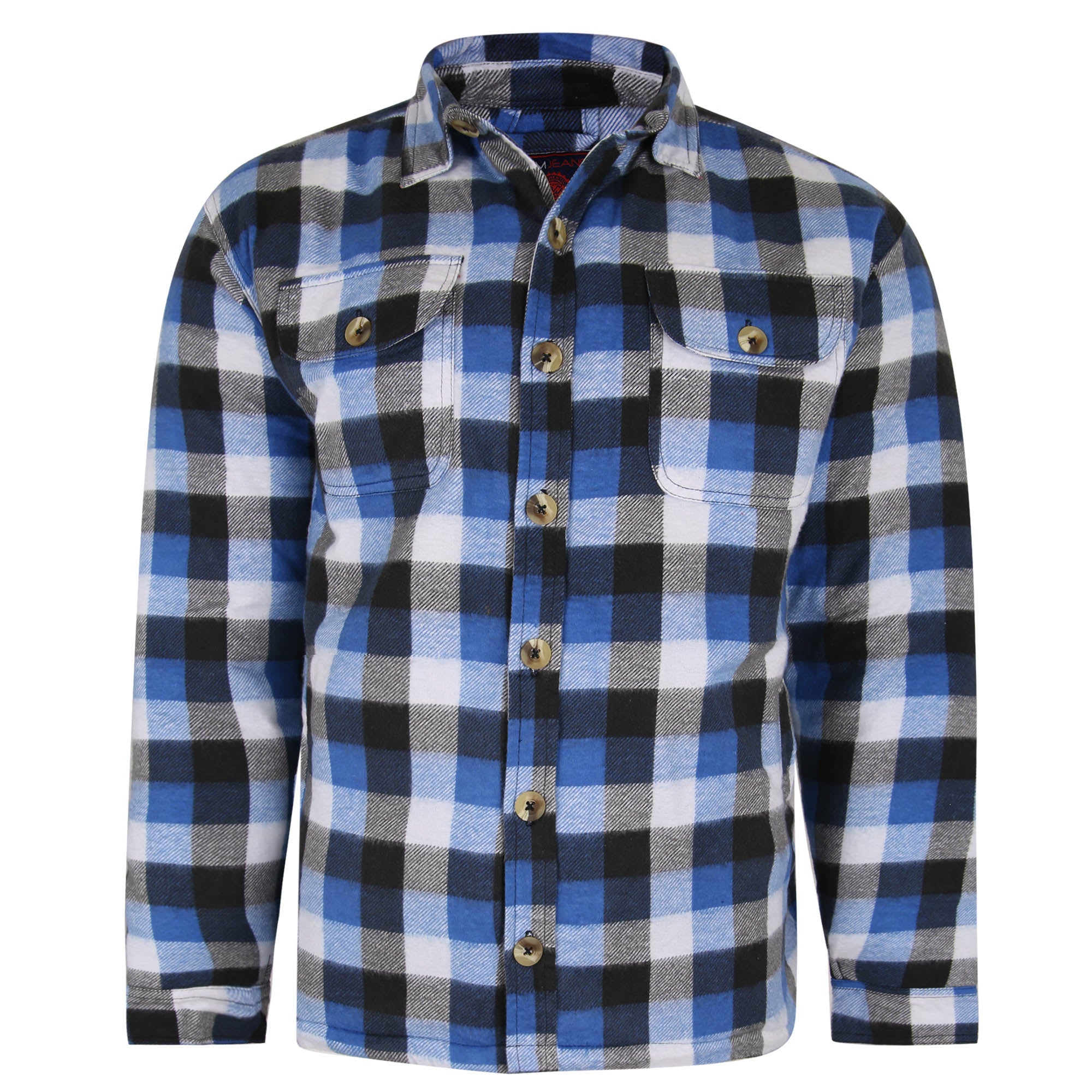 Kam Navy Sherpa Flannel Check Shirt – sizedwell