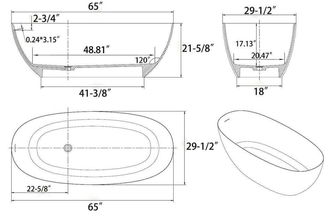 65 Modern Oval Freestanding Soaking Tub Dimensions Specifications