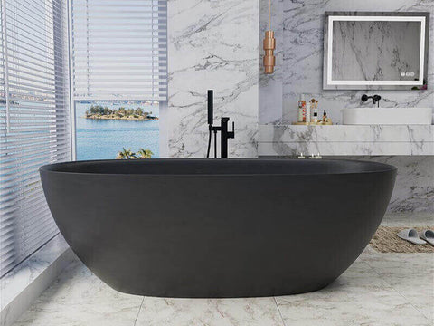 Solid Surface Stone Resin Freestanding Soaking Bathtub