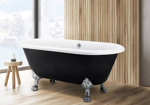 Black classic grab-foot freestanding bathtub