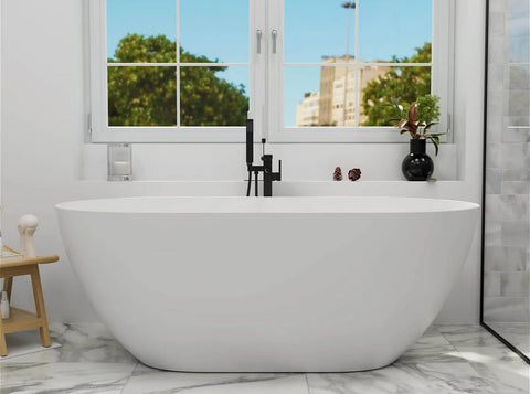 Modern Bathtub Solid Surface Stone Resin Oval Tub