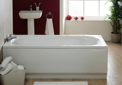 White straight acrylic bathtub