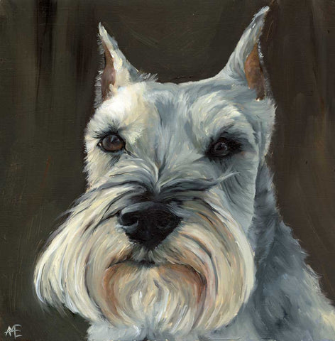 custom dog oil painting of a miniature schnauzer