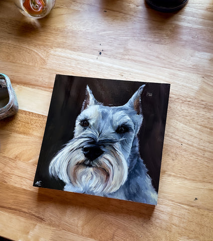 oil painted schnauzer 