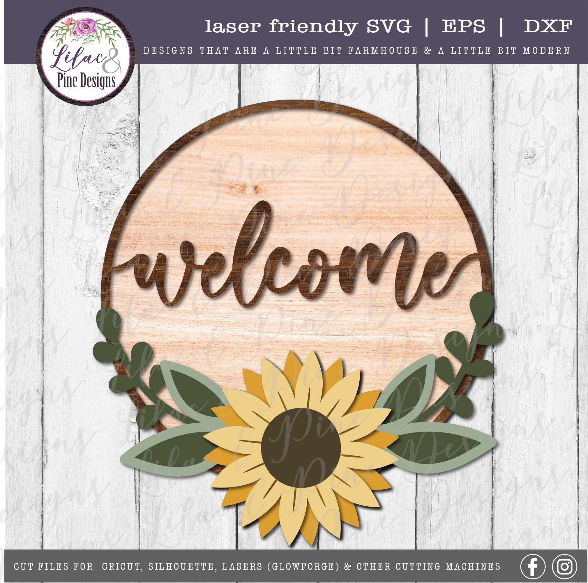 Sunflower welcome sign SVG, Welcome floral sign SVG, Welcome circle SV