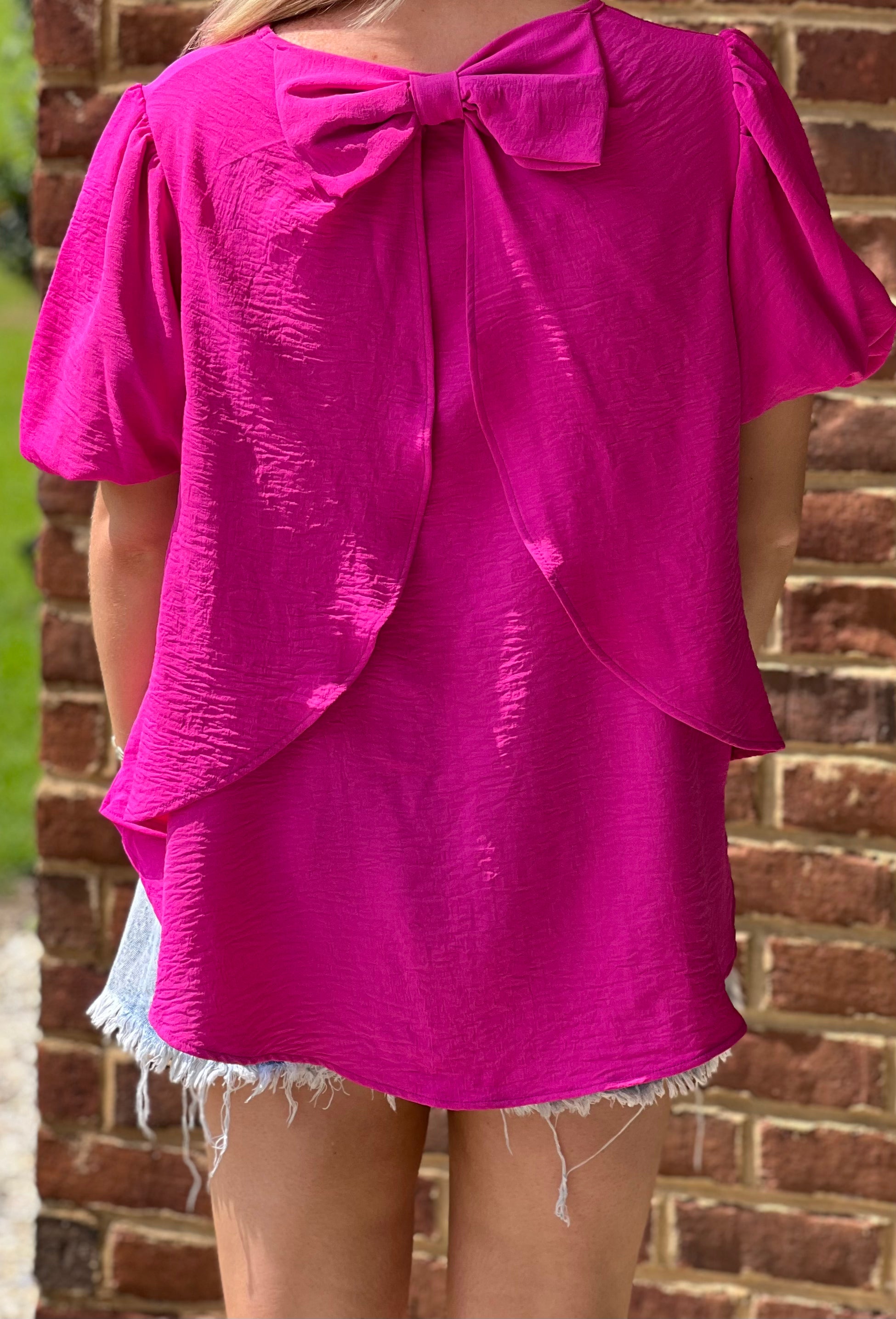 Bow In the Back Pink Blouse