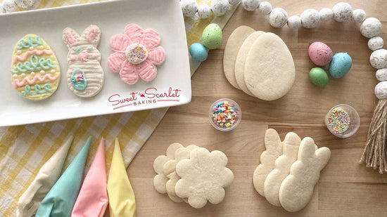 Easter Themed Sugar Cookies Decorated with Buttercream Icing