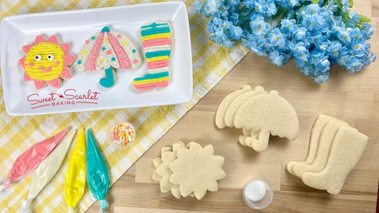 Spring Showers Themed Sugar Cookies Decorated with Buttercream Icing