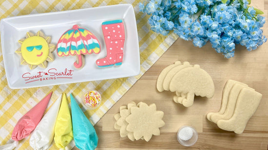Spring Showers Themed Sugar Cookies Decorated with Royal Icing