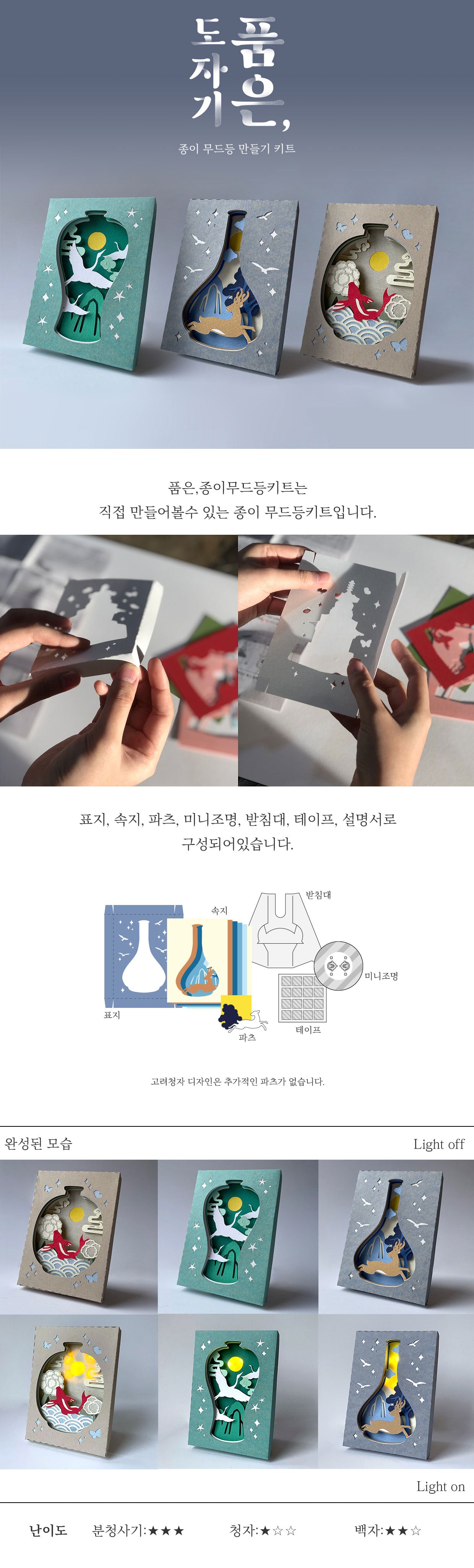 Korean Paper Mood Light KIY Kit
