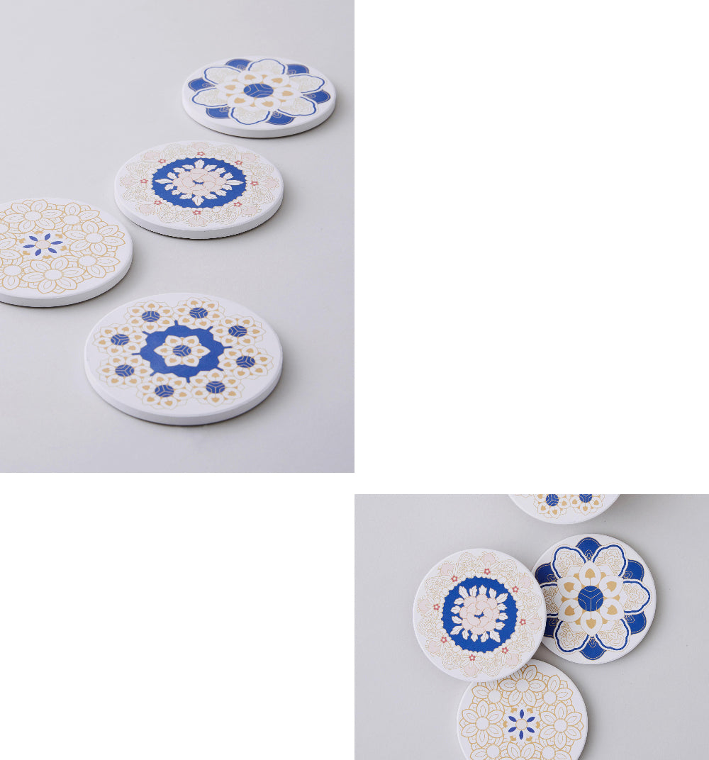 White & Blue Porcelain Beverage Coaster