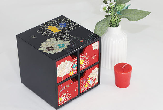 Korean Handcraft Modern Lacquer Mother of pearl Jewelry Box Cube