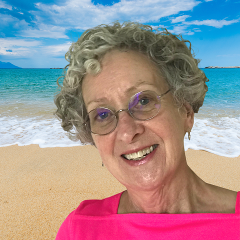 Beverly Fox headshot with beach background