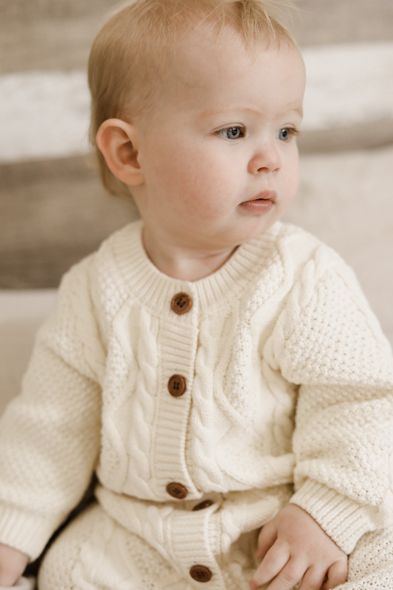 Cable Knit Onesie Cream Dotti and Cub