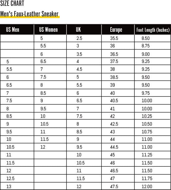 Find Your Perfect Fit - Canvas Shoe Sizing Chart for Crake shoes