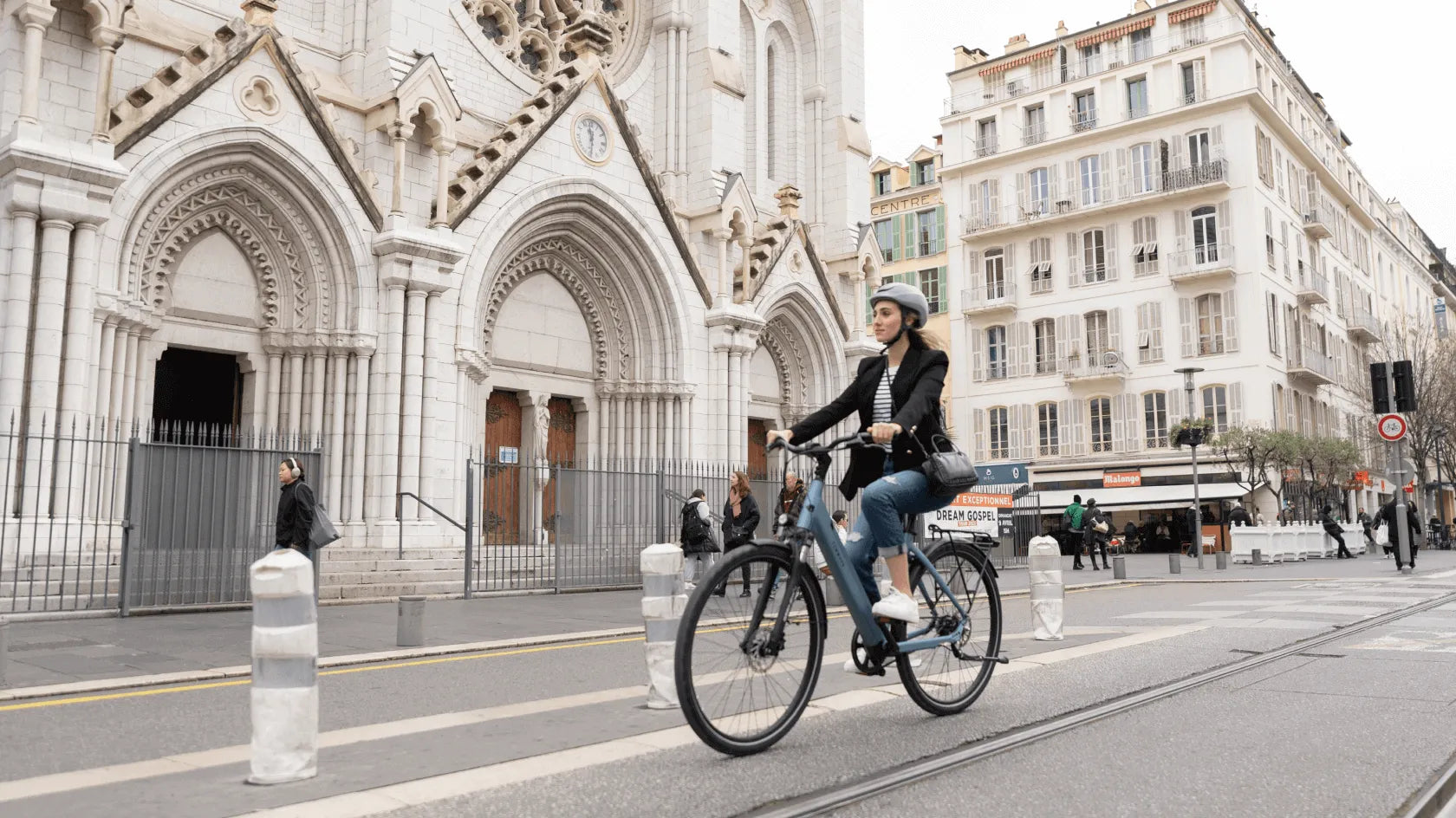 Riding an ebike with helmet