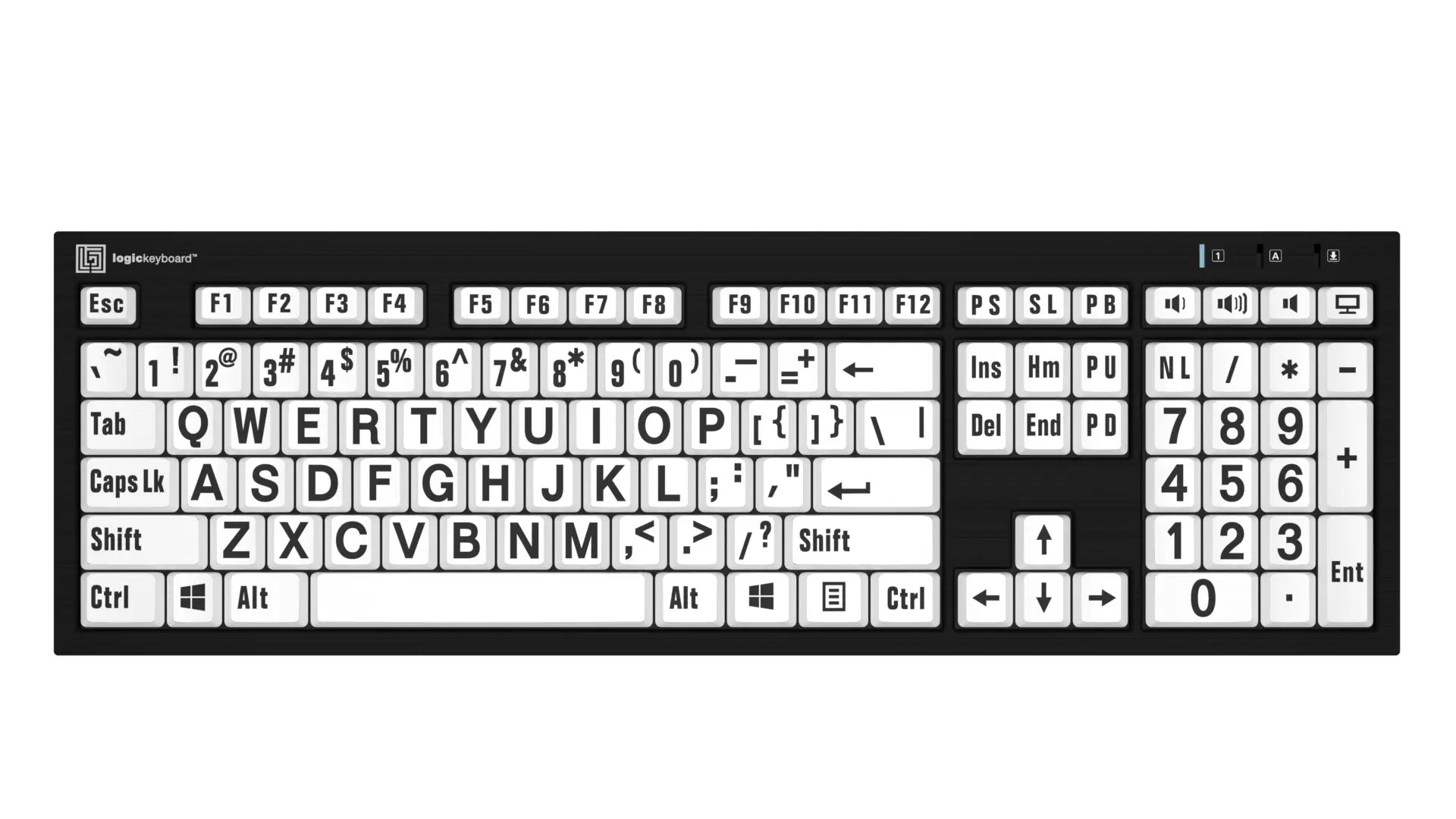 Large Print - Black on White NERO Slimline Keyboard (Windows)