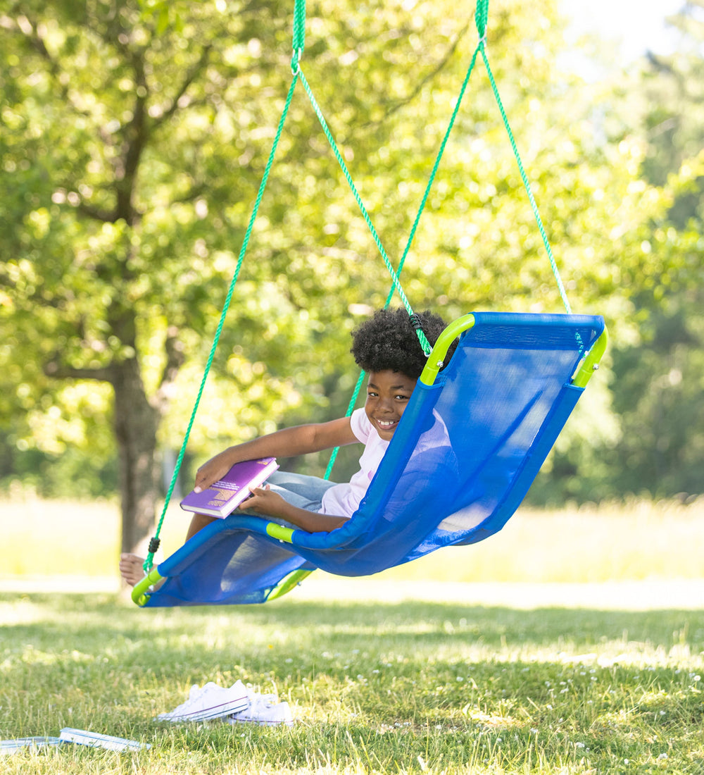 CaTeam - Canvas Baby Swing with Stand, Wooden Hanging Swing Seat Chair