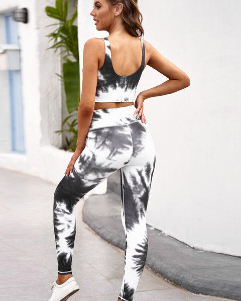 Yelete Active Women's Cheetah Zebra Tie Dye Print Sports Bra — L