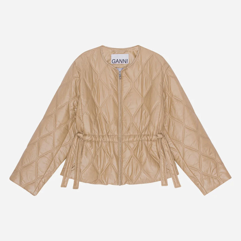 komme ud for levering dannelse GANNI Online:│Kort, feminin F8208 Shiny quiltet jakke - tanin beige ♥ –  HAUSFRAU