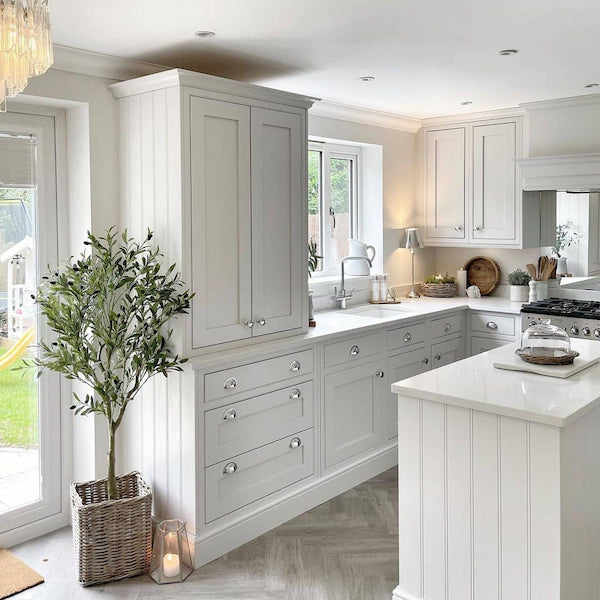 faux olive tree in kitchen